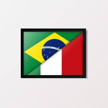 Imagem de Quadro decorativo Brasil Itália bandeiras 45x34cm