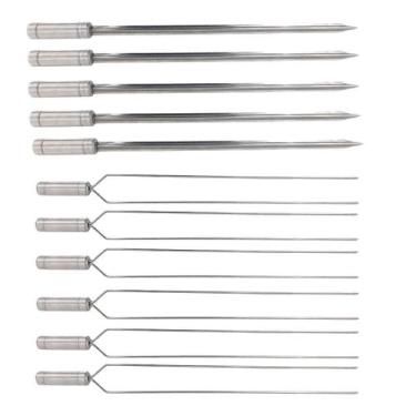 Imagem de 11x Espetos De Inox Lâmina 70cm 5-Espada 6-Duplo Churrasco - LAURINDOS