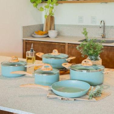 Imagem de Conjunto de Panelas Brinox Ceramic Life Botanika 5 Peças Antiaderente 