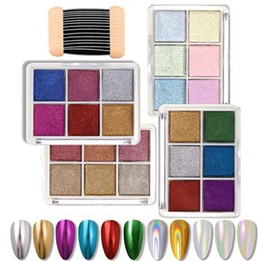 Imagem de 30 cores mistas de cores com glitter e lantejoulas em pó - Kit de glitter iridescente com efeito espelhado metálico para decoração de arte de unhas em gel - 195