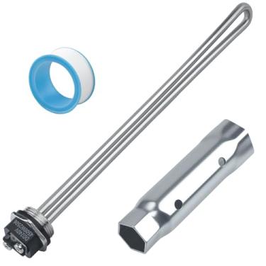 Imagem de 100108283 Elemento aquecedor de água com soquete de chave inglesa, para aquecedores de água elétricos modelo AO Smith, compatível com GE, Kenmore, Whirlpool (100108283 com soquete, conjunto de 1)
