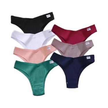 Imagem de Calcinhas Brasileiras De Algodão Listradas De Cintura Baixa Para Mulhe
