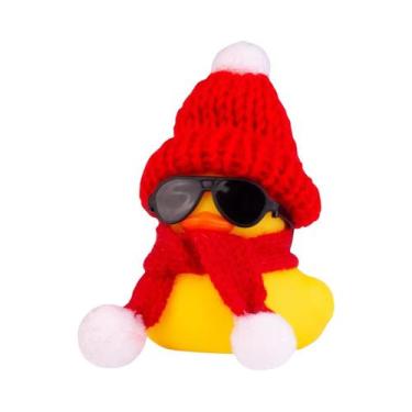 Imagem de Enfeite De Carro De Pato De Borracha De Inverno Com Mini Chapéu E Cach