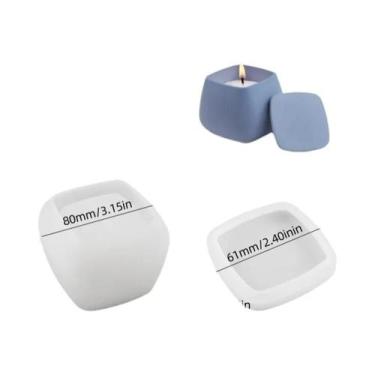 Imagem de Molde De Silicone Quadrado Para Castiçal Com Tampa, Para Cimento, Gess