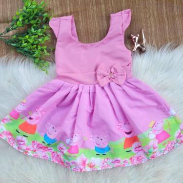 Imagem de Vestido Infantil Peppa Pig Pepa Rosa Bebê Festa Passeio Aniversário Te