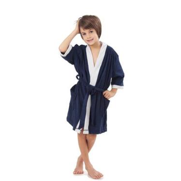 Imagem de Roupão Infantil Atoalhado - Sogni Belli, 6, Azul marinho