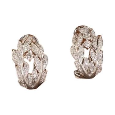 Imagem de Brincos de Argola Folha de Prata - Joias de Casamento Requintadas, E33