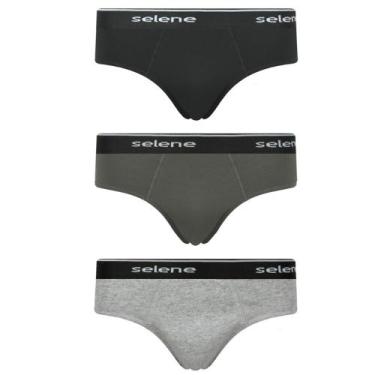 Imagem de Kit 3 Cuecas Slip Selene 11900-001 Algodão Cós Elástico, P, 997, Preto