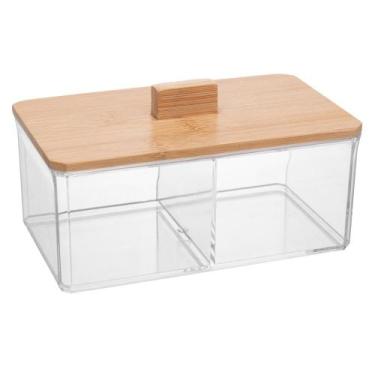 Imagem de Caixa Organizadora Tampa Bambu My Box 16x9,5x8 Poliestireno - Lyor