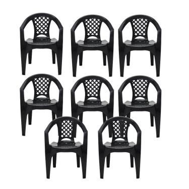 Imagem de Kit 8 Cadeiras Tramontina Iguape Polipropileno Empilháveis Preto