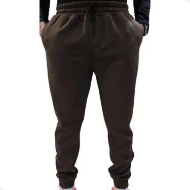 Imagem de Calça Masculina Jogger Esporte Moletom com 3 Bolsos Overcore, Marrom, 