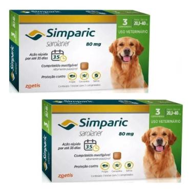 Imagem de Kit Com 2 Simparic Antipulgas Cães - 3 Unidades De 80Mg Cada - Zoetis