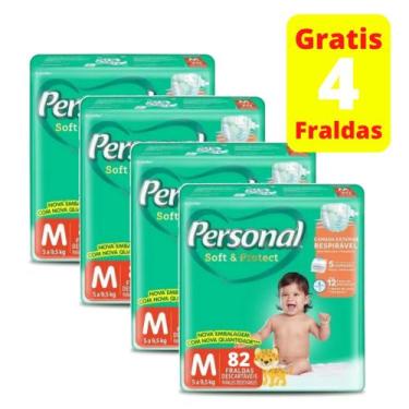 Imagem de Fralda Personal Giga Tam. M de 5 a 9 kg 4 Pacotes com 82 Unidades Cada