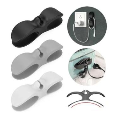 Imagem de Suporte com 2 organizadores de fios e cabos autoadesivo para eletrodom