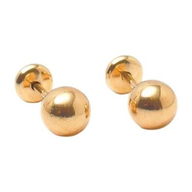 Imagem de Brinco Baby Bola 5mm Folheado a Ouro de Alta Qualidade - Family Collec