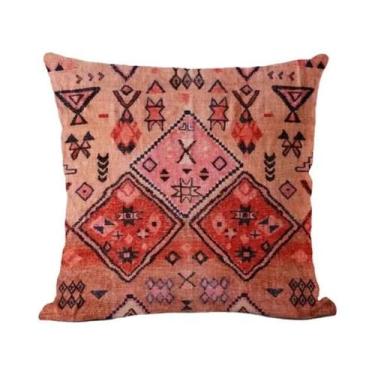 Imagem de Capa De Almofada De Linho Multicolorida 45x45cm Com Estampa Geométrica