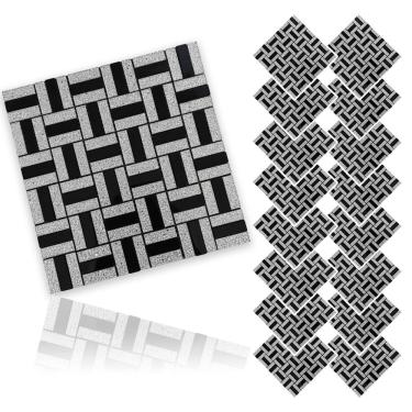 Imagem de Pastilha De Vidro Adesiva Kit 16 Uni Parede Cozinha Sala Banheiro Decorativa Moderna Requintado Reforma Facil Aplicacao