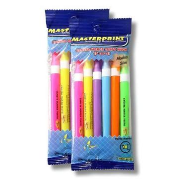 Imagem de Kit 12 Marca Texto Neon Slim Chanfrada Masterprint Variadas