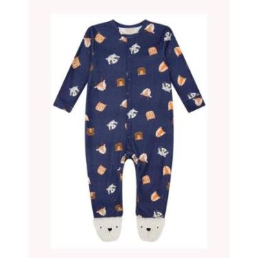 Imagem de Macacão Bebê Soft Menino Longo Azul animaizinhos Luc.boo-Masculino