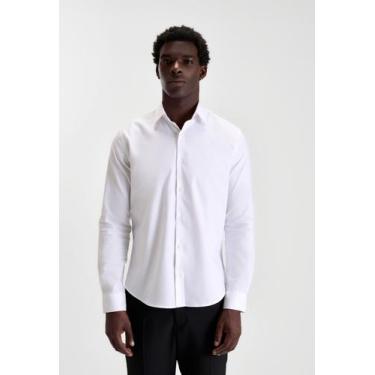 Imagem de Camisa docthos tailor fit manga longa premium cotton oxford, 001 branc