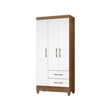 Imagem de Roupeiro Moval 3 Portas 2 Gavetas Lima, Naturale e Branco