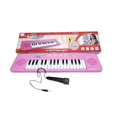 Imagem de Brinquedo Teclado Piano Infantil Com Microfone Rosa - TOYS