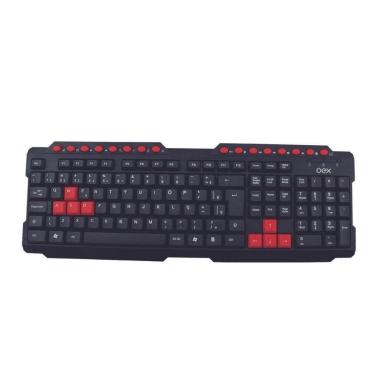Imagem de Teclado Gamer Action USB ABNT2 OEX Game TC200 Preto Vermelho-Unissex