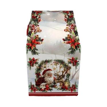 Imagem de Caminho De Mesa Vintage De Natal Com Papai Noel E Renas Para Decoraçõe