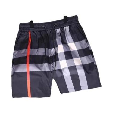 Imagem de Shorts De Natação E Fitness Unissex Estilo Britânico Xadrez Cor Café D