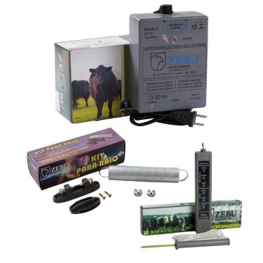 Imagem de Eletrificador Cerca Elétrica Pequenas Propriedades 2TT3 Bivolt + Kit Para-raio + Voltímetro - Zebu