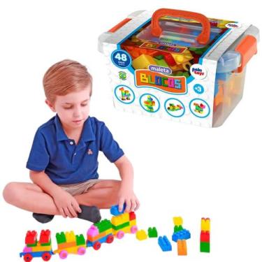 Imagem de Maleta Blocos Montar Infantil Brinquedo Educativo Pedagogico - Pakitoy