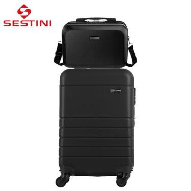 Imagem de Mala Bordo 10kg e Frasqueira Em ABS Super Resistente Original Sestini 