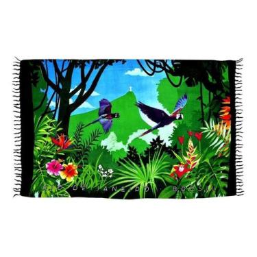 Imagem de Canga de Praia Tropical Animais - Azul Claro/Verde - Besakih, Azul cla