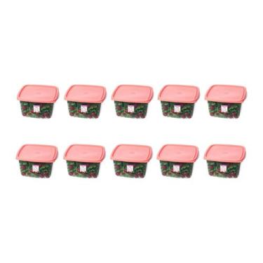 Imagem de Kit com 10 Potes Quadrados Plástico Sanremo 3,7L - Coral