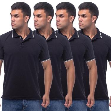 Imagem de Kit 4 Camisas Gola Polo Masculina Básica Blusa Malha Piquet-Masculino