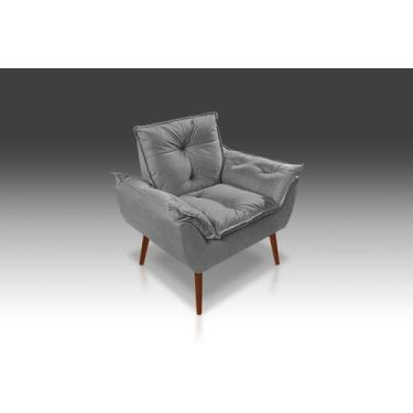 Imagem de Poltrona Opala Com Fibra Siliconada Suede Cinza Claro-PANDORA DECOR - 