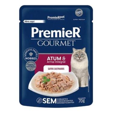 Imagem de Sachê Premier Gourmet Atum/Arroz Integral Gato Castrado 70g