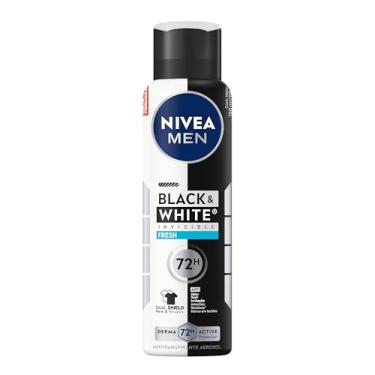 Imagem de NIVEA MEN Desodorante Antitranspirante Aerossol Invisible Black & White Fresh 150ml - Proteção prolongada de 48h, cuidado suave, ação antibacteriana, fórmula 5 em 1: anti-manchas