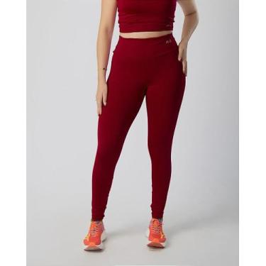 Imagem de Calça Legging Poliéster Básica para Treino e Yoga - Planbe, Red berry,