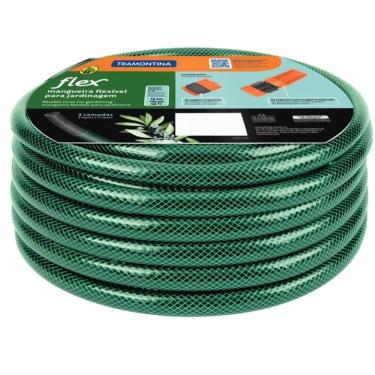 Imagem de Mangueira de Jardim 25m Flex Tramontina PVC Engate Rosqueado e Esguicho Verde Irrigação...