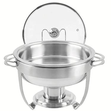 Imagem de Rechaud Tramontina Redondo 4,3l Inox com Tampa de Vidro e Fogareiro Banho Maria
