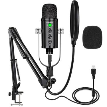 Imagem de Microfone condensador USB para computador, PC, jogos, microfone podcast, kit de microfone para streaming, gravação, vocais, ASMR, voz, microfone de estúdio cardióide para iPhone/iPad/Android/Mac/laptop/PS4/USB C, YouTube