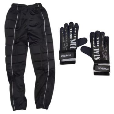 Imagem de Kit Goleiro Luva StarSide E Calça Estofada Orca - Orca/StarSide, Preto