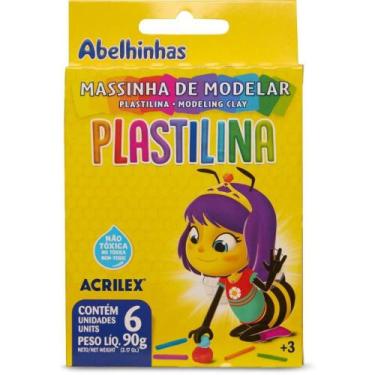 Imagem de Massa para Modelar Plastilina com 06 Cores 90G - Pacote com 12 - Acril