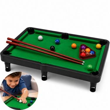 Imagem de Mesa de Sinuca Infantil Completa com Tacos e Bolinhas Portátil Desmontável em Plástico Veludo Branca Yeet