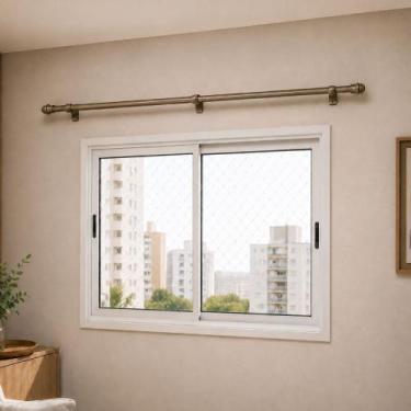 Imagem de Varão para Cortina 2 metros Kit 19mm Bastão Suporte Simples - ENTROU C