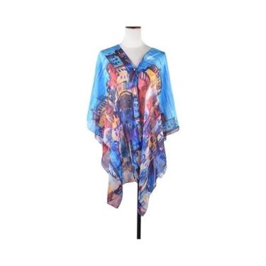 Imagem de Xale De Chiffon Estampado Feminino Para Verão Com Proteção UV, Fino, P