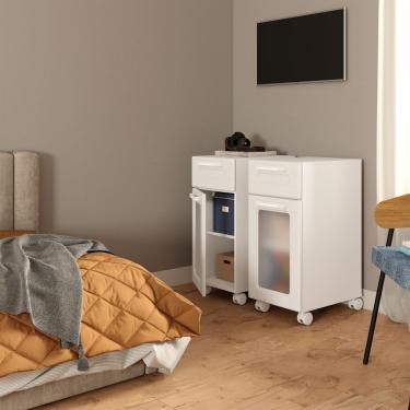 Imagem de Módulo Multi 2 Portas de Bater 2 Gavetas MDP e Aço Branco Bertolini