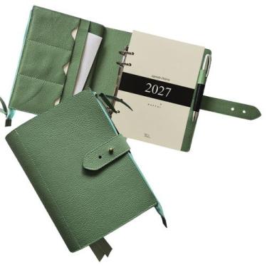 Imagem de Agenda Diária Couro 2027 230-R Raffai Couros, Verde Jade