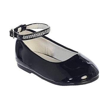 Imagem de iGirldress Sapatilhas para bebês meninas patenteadas com strass e tira no tornozelo (1 criança – 8 bebê), Preto, 8 Toddler
